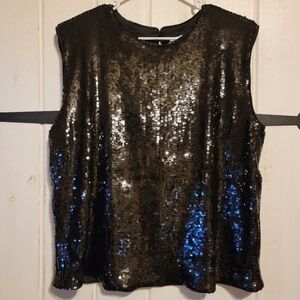 The Get Blouse Sequin Sleeveless Black Size XL